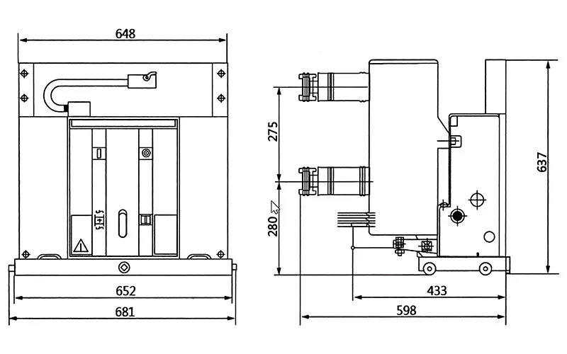 12kV Indoor Permanent Magnet Vacuum Circuit Breaker Dimensions